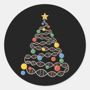 Dna-Helix-Weihnachtsbaum Wissenschaftler Biologie Runder Aufkleber