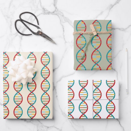  DNA Mitte des Jahrhunderts Moderne STEM-Biolog Geschenkpapier Set (Vorderseite)