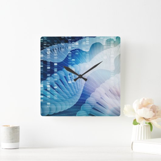 DNA-Molekül-Schneckenwissenschafts-abstrakte Quadratische Wanduhr (Zuhause)