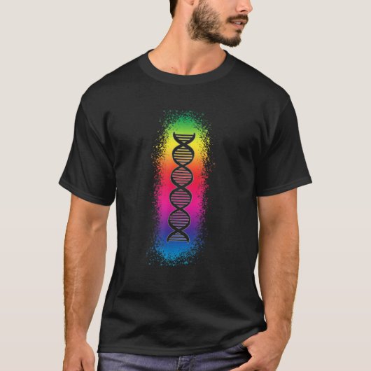 DNA-Strand-Regenbogen-farbig T-Shirt (Vorderseite)