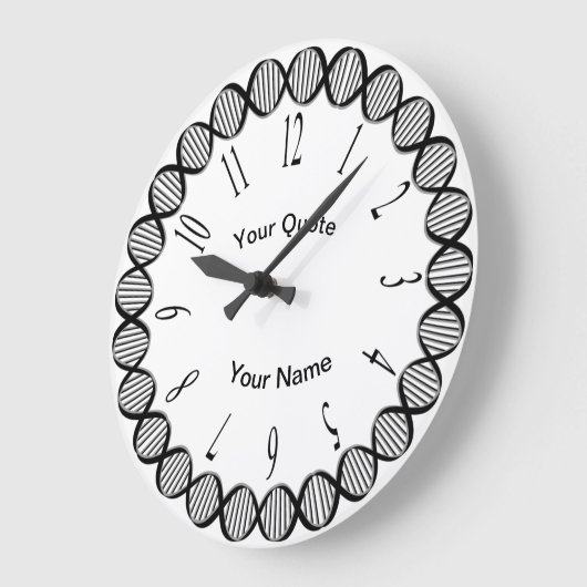 DNA-Stränge mit strahlenden Standardnummern Große Wanduhr (Winkel)