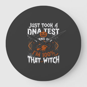 DNA-Test Hexe Halloween Kürbis Spinnennetz Große Wanduhr