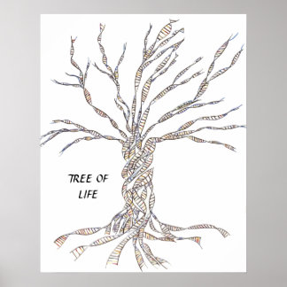 DNA-TREE oder Baum des Lebens POSTER BLUE