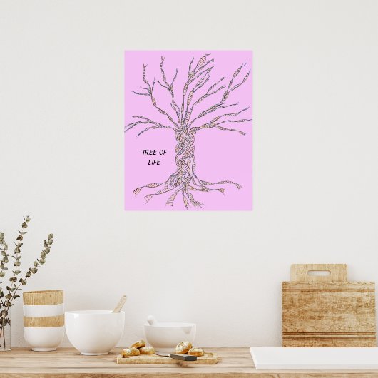 DNA-TREE oder Baum des Lebens POSTER PINK (Küche)