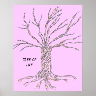 DNA-TREE oder Baum des Lebens POSTER PINK