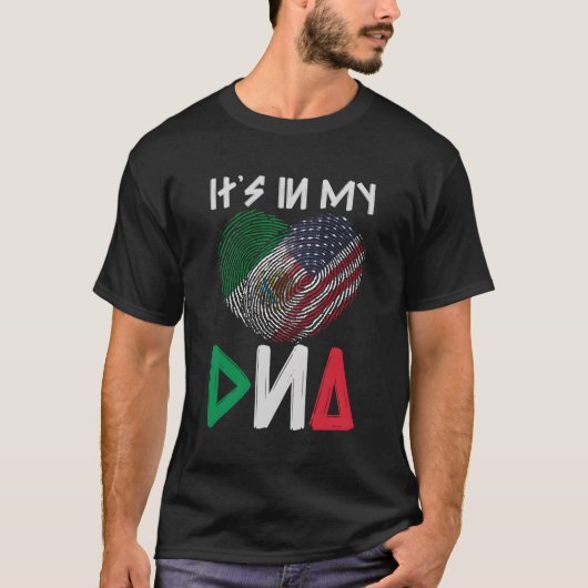 Dna Usa Flag American Mexic Flag Fingerprint Mex T-Shirt (Vorderseite)