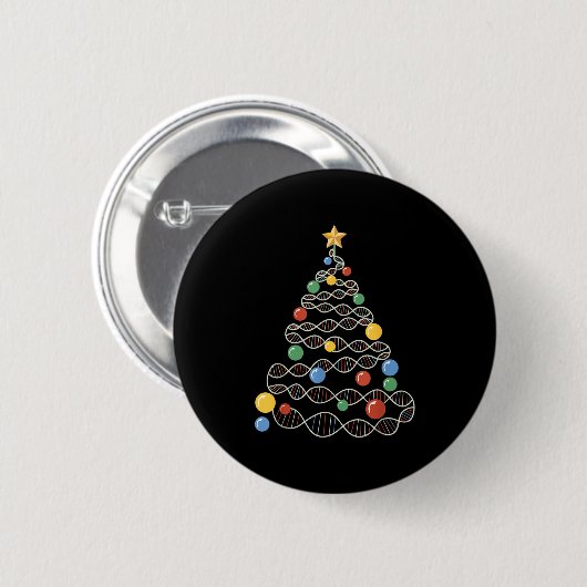 Dna Weihnachtsbaum Funny Science Punts Weihnachten Button (Vorne & Hinten)