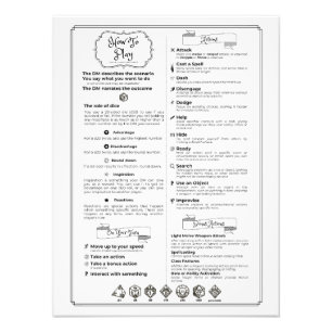 Dnd 5. Ausgabe Spieler-Spickzettel Fotodruck
