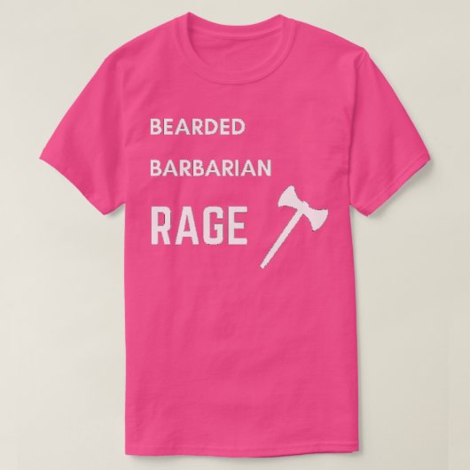 DnD Barbarian Barted Rage White Text T-Shirt (Design vorne)