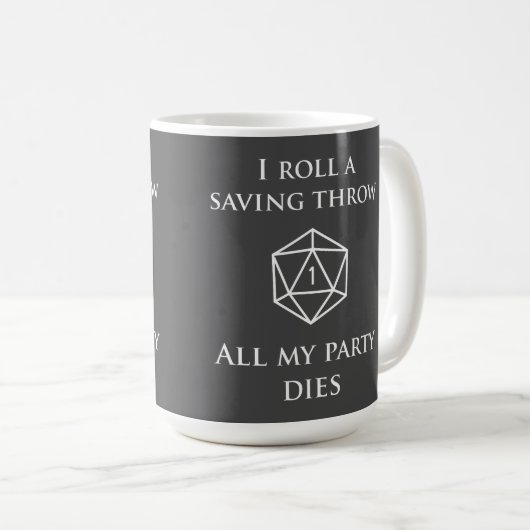 DnD Kritischer Fehler Kaffeetasse (VorderseiteRechts)