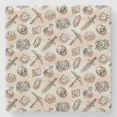 DnD Untersetzer, Fantasy D20 Skull Pattern Steinuntersetzer (Vorderseite)