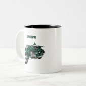 Dnepr-Motorrad Zweifarbige Tasse (Vorderseite Links)