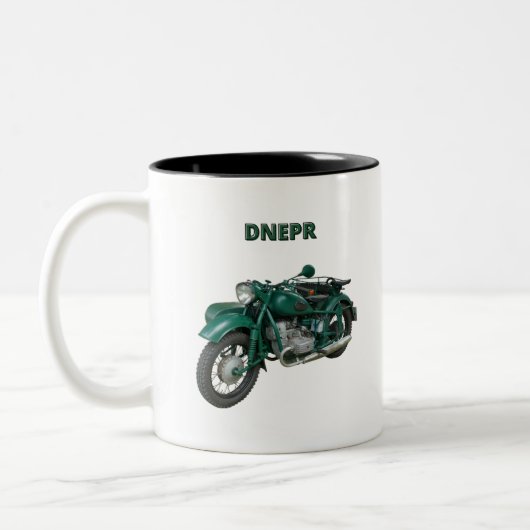 Dnepr-Motorrad Zweifarbige Tasse (Links)