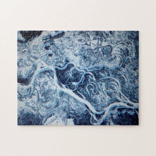 Dnieper River Frozen Snow - Space Station View Puzzle (Horizontal)