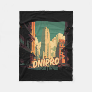 Dnipro Retro Ukraine Vintage Ukrainische Reisende  Fleecedecke