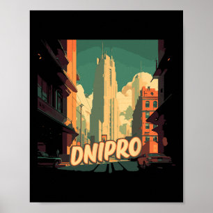 Dnipro Retro Ukraine Vintage Ukrainische Reisende  Poster