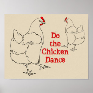 Do Chicken Dance Funny Niedliche Quirky Art Poster