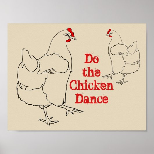 Do Chicken Dance Funny Niedliche Quirky Art Poster (Vorne)
