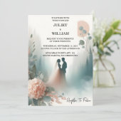 Do Eucalyptus Lace Tulle Pastel Dusty Blue Wedding Einladung (Stehend Vorderseite)