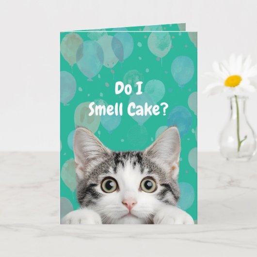 Do I Smell Cake Cute kitten Birthday Card Karte (Kleine Pflanze)