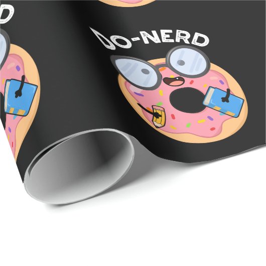 Do-Nerd Funny Nerdy Donut Pun Dark BG Geschenkpapier (Rolleneckpunkt)