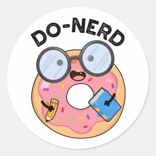 Do-Nerd Funny Nerdy Donut Pun Runder Aufkleber (Vorderseite)