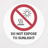 Do No Expose To Direct Sunlight, Prohibition Sign Etiketten (Design 1)
