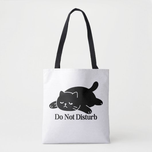 Do Not Disturb Black Cat Tote Bag Cute Lazy Cat Tasche (Vorderseite)