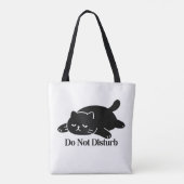 Do Not Disturb Black Cat Tote Bag Cute Lazy Cat Tasche (Rückseite)