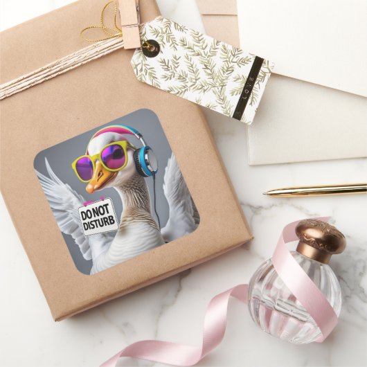 Do Not Disturb Goose Quadratischer Aufkleber (Schenken)