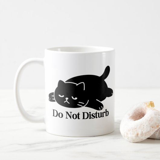 Do Not Disturb Lazy Black Cat Mug Cute Cat Kaffeetasse (Mit Donut)