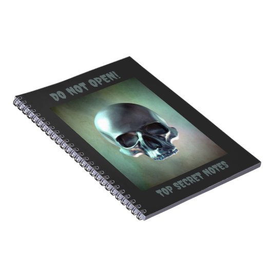 Do Not Open! Top Secret Notes. 3D skull render Notizblock (Rechte Seite)