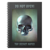 Do Not Open! Top Secret Notes. 3D skull render Notizblock (Vorderseite)