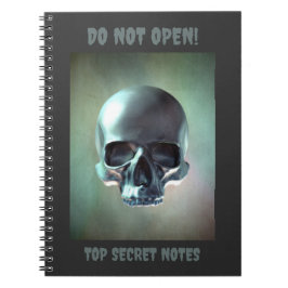 Do Not Open! Top Secret Notes. 3D skull render Notizblock