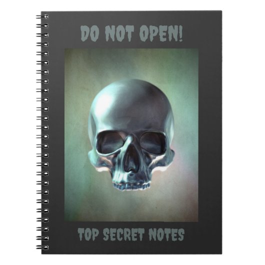 Do Not Open! Top Secret Notes. 3D skull render Notizblock (Vorderseite)