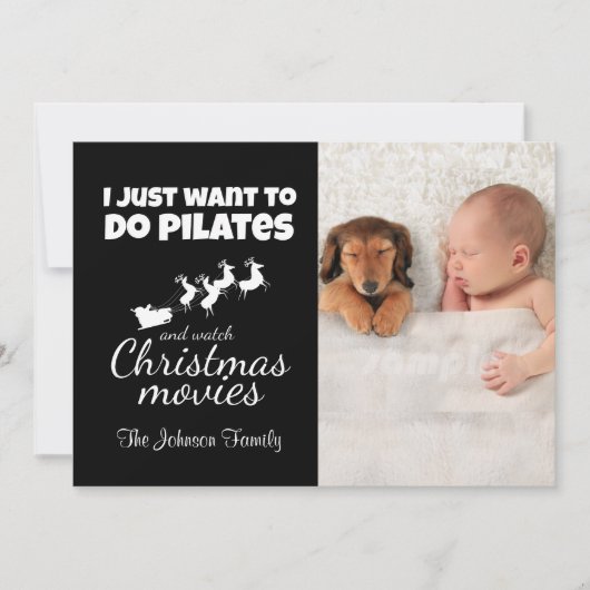 Do Pilates und Weihnachtsfilme Feiertagskarte (Vorderseite)