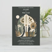 Do Retro 70er 80er Fast Bold Boho Courthouse Weddi Einladung (Stehend Vorderseite)