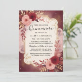 Do Silver Plum Lace Gown Boho Burgundy Quinceanera Einladung (Stehend Vorderseite)