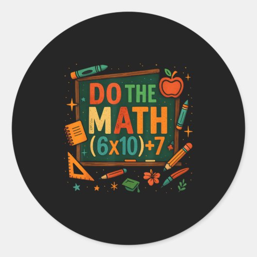 Do The Math 67 Funny Equation Chalkboard School Ar Runder Aufkleber (Vorderseite)