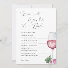 Do You Know The Bride Vino before Vows Bridal Game Einladung