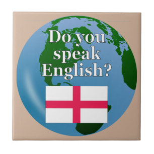 "Do you speak English?" in English. Flag & globe Fliese