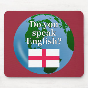 "Do you speak English?" in English. Flag & globe Mousepad