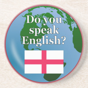 "Do you speak English?" in English. Flag & globe Untersetzer