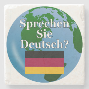 Do you speak German in German. Flag & globe Steinuntersetzer