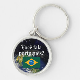 Do you speak Portuguese? in Portuguese. Flag earth Schlüsselanhänger