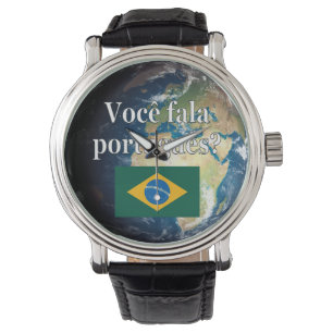 Do you speak Portuguese? Portuguese. Flag & Earth Armbanduhr