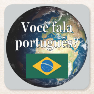 Do you speak Portuguese? Portuguese. Flag & Earth Rechteckiger Pappuntersetzer