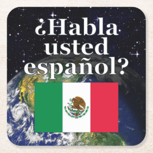 Do you speak Spanish? in Spanish. Flag & Earth Rechteckiger Pappuntersetzer