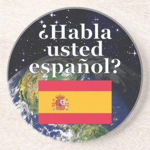 Do you speak Spanish? in Spanish. Flag & Earth Sandstein Untersetzer