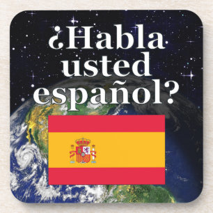 Do you speak Spanish? in Spanish. Flag & Earth Untersetzer